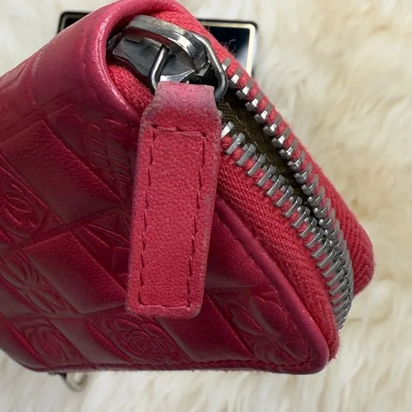 Chanel Mademoiselle Key Chain Card Holder Pink Leather With Silver Hardware - Picture 4 of 16